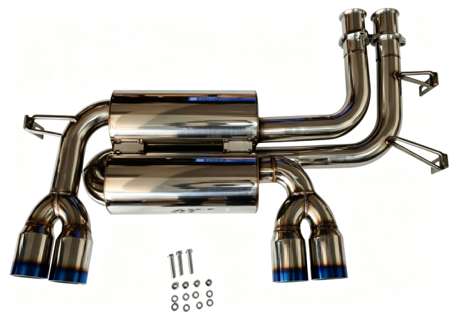 Quad 3" Blue Titanium Tip Stainless Steel Axle Back Exhaust for BMW M3 E46 2001-2006